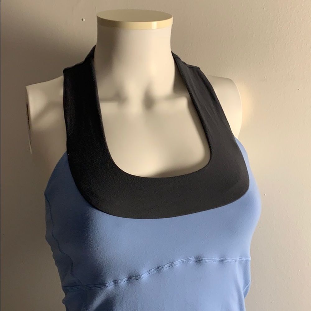 Lululemon Scoop Neck Tank Top Sz 6 Light Blue/Grey